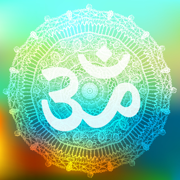 Vector oriental mandala with om symbol. Circle meditative yoga design, traditional indian style